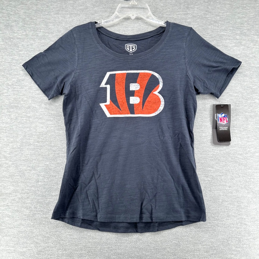 Cincinnati Bengals OTS T-Shirt Women Medium Black NFL Team Apparel Slub Knit Tee